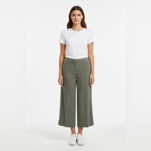 Ann Taylor Wide Leg Side Slit Cropped Pants Olive Size 14